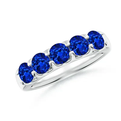 ANGARA LAB-GROWN SHARED PRONG SET HALF ETERNITY SAPPHIRE WEDDING RING