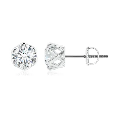 ANGARA LAB-GROWN SIX PRONG-SET DIAMOND SOLITAIRE FILIGREE STUD EARRINGS