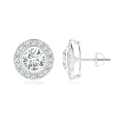 ANGARA LAB-GROWN SOLITAIRE BEZEL-SET ROUND DIAMOND HALO STUD EARRINGS