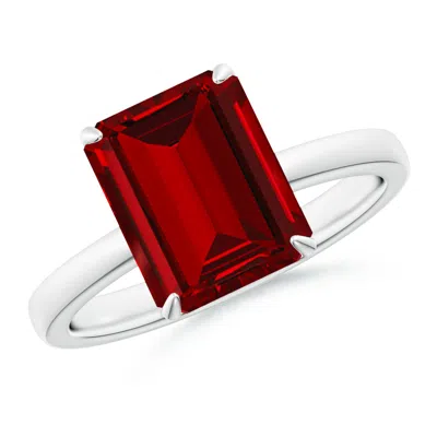 ANGARA LAB-GROWN SOLITAIRE EMERALD-CUT RUBY CLASSIC ENGAGEMENT RING