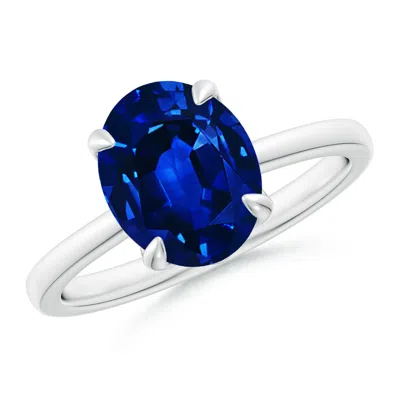 ANGARA LAB-GROWN SOLITAIRE OVAL BLUE SAPPHIRE CLASSIC ENGAGEMENT RING