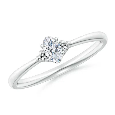 ANGARA LAB-GROWN SOLITAIRE OVAL DIAMOND BEADED ENGAGEMENT RING