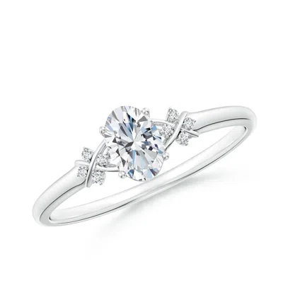 ANGARA LAB-GROWN SOLITAIRE OVAL DIAMOND CRISS CROSS RING WITH DIAMONDS
