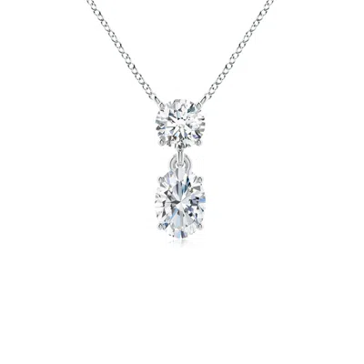 ANGARA LAB-GROWN SOLITAIRE OVAL DIAMOND DROP PENDANT WITH ACCENT