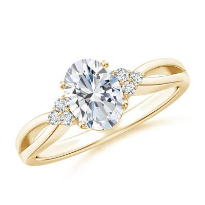 ANGARA LAB-GROWN SOLITAIRE OVAL DIAMOND SPLIT SHANK RING WITH ACCENTS