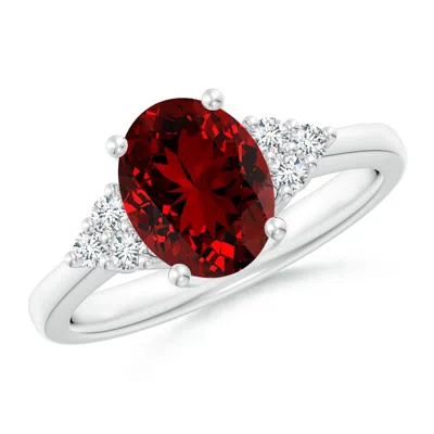 ANGARA LAB-GROWN SOLITAIRE OVAL RUBY AND LAB DIAMOND PROMISE RING