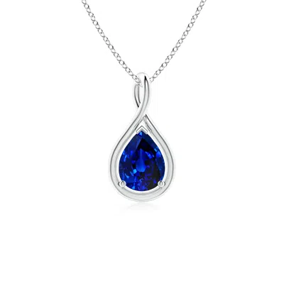 ANGARA LAB-GROWN SOLITAIRE PEAR BLUE SAPPHIRE TWIST BALE PENDANT