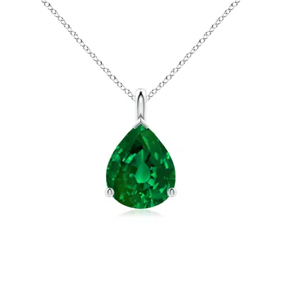 ANGARA LAB-GROWN SOLITAIRE PEAR EMERALD CLASSIC PENDANT