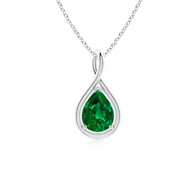 ANGARA LAB-GROWN SOLITAIRE PEAR EMERALD TWIST BALE PENDANT