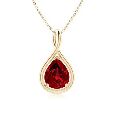 ANGARA LAB-GROWN SOLITAIRE PEAR RUBY TWIST BALE PENDANT