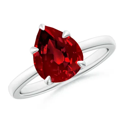 ANGARA LAB-GROWN SOLITAIRE PEAR-SHAPED RUBY CLASSIC ENGAGEMENT RING
