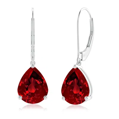 ANGARA LAB-GROWN SOLITAIRE PEAR-SHAPED RUBY LEVERBACK EARRINGS