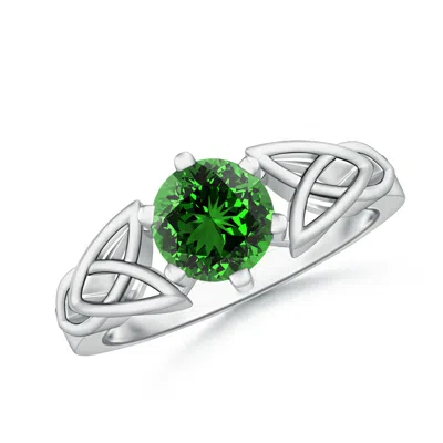 ANGARA LAB-GROWN SOLITAIRE ROUND EMERALD CELTIC KNOT RING