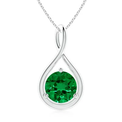 ANGARA LAB-GROWN SOLITAIRE ROUND EMERALD INFINITY TWIST PENDANT
