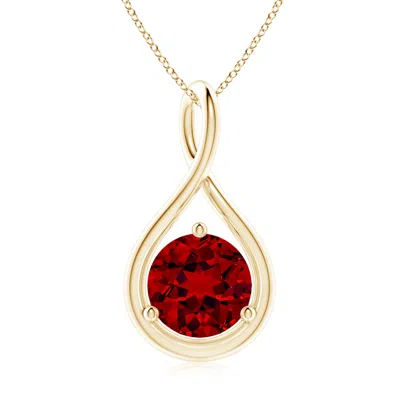 ANGARA LAB-GROWN SOLITAIRE ROUND RUBY INFINITY TWIST PENDANT