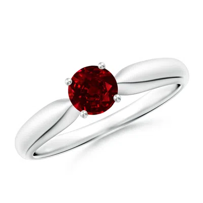 ANGARA LAB-GROWN SOLITAIRE ROUND RUBY TAPERED SHANK RING