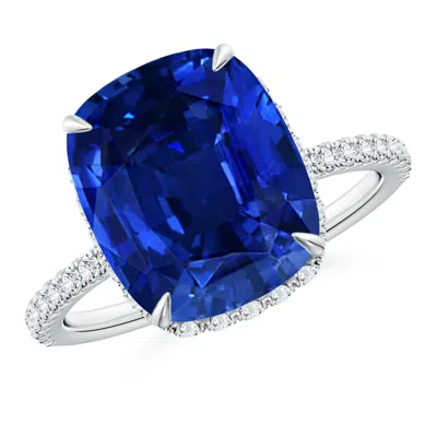 ANGARA LAB-GROWN THIN SHANK CUSHION SAPPHIRE RING WITH LAB DIAMOND ACCENTS