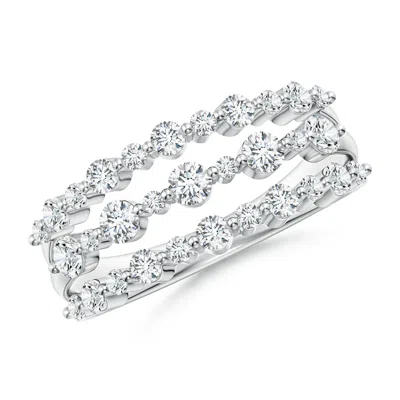 ANGARA LAB-GROWN THREE ROW ALTERNATING DIAMOND ANNIVERSARY RING