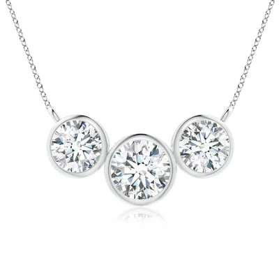 ANGARA LAB-GROWN THREE STONE BEZEL-SET ROUND DIAMOND PENDANT
