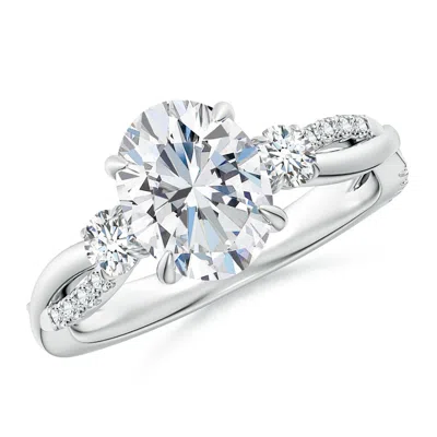 ANGARA LAB-GROWN THREE STONE OVAL & ROUND DIAMOND ENGAGEMENT RING