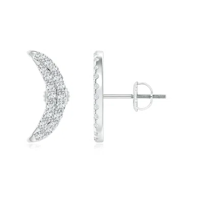 ANGARA LAB-GROWN TWIN-ROW DIAMOND CRESCENT MOON STUD EARRINGS