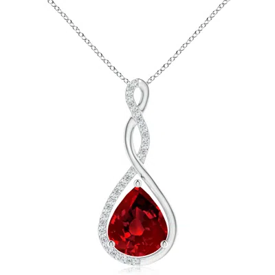 ANGARA LAB-GROWN TWISTED INFINITY FLOATING RUBY DROP PENDANT
