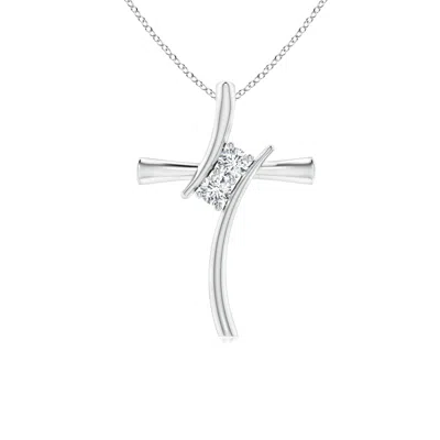 ANGARA LAB-GROWN TWO STONE DIAMOND BYPASS CROSS PENDANT