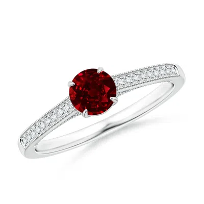 ANGARA LAB-GROWN VINTAGE INSPIRED CLAW-SET ROUND RUBY SOLITAIRE RING
