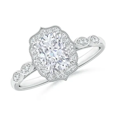 ANGARA LAB-GROWN VINTAGE INSPIRED CUSHION RECTANGULAR DIAMOND ORNATE HALO ENGAGEMENT RING