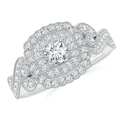 ANGARA LAB-GROWN VINTAGE INSPIRED DIAMOND DOUBLE HALO ENGAGEMENT RING