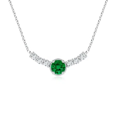 ANGARA LAB-GROWN VINTAGE INSPIRED EMERALD AND LAB DIAMOND CURVED BAR PENDANT