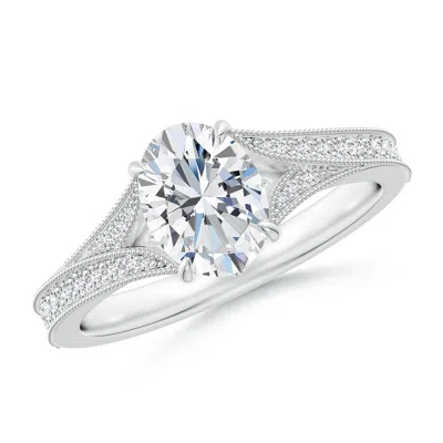 ANGARA LAB-GROWN VINTAGE INSPIRED OVAL DIAMOND SPLIT SHANK ENGAGEMENT RING