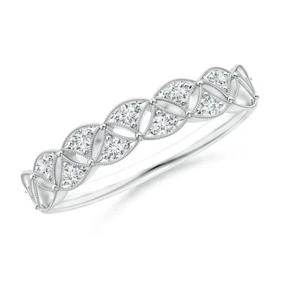 ANGARA LAB-GROWN VINTAGE INSPIRED PAVE-SET DIAMOND LEAF CUTOUT WEDDING BAND