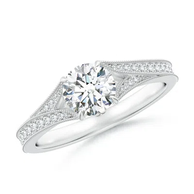 ANGARA LAB-GROWN VINTAGE INSPIRED ROUND DIAMOND SPLIT SHANK ENGAGEMENT RING