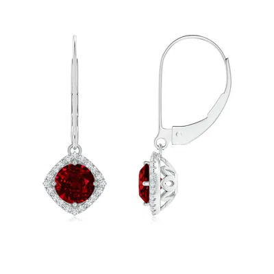 ANGARA LAB-GROWN VINTAGE INSPIRED ROUND RUBY HALO EARRINGS WITH FILIGREE