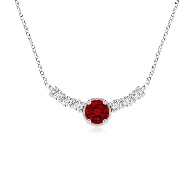 ANGARA LAB-GROWN VINTAGE INSPIRED RUBY AND LAB DIAMOND CURVED BAR PENDANT