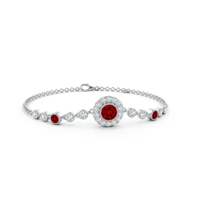 ANGARA LAB-GROWN VINTAGE STYLE BEZEL-SET RUBY AND LAB DIAMOND BRACELET