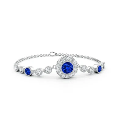 ANGARA LAB-GROWN VINTAGE STYLE BEZEL-SET SAPPHIRE AND LAB DIAMOND BRACELET