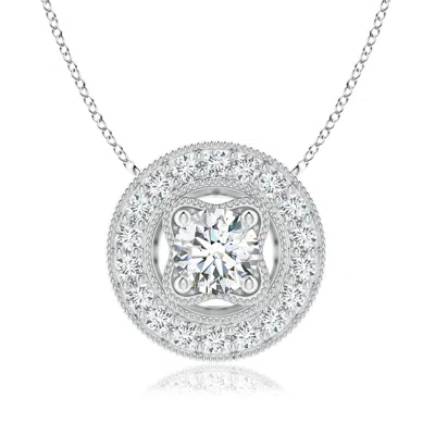 ANGARA LAB-GROWN VINTAGE STYLE DIAMOND HALO PENDANT WITH MILGRAIN DETAILING