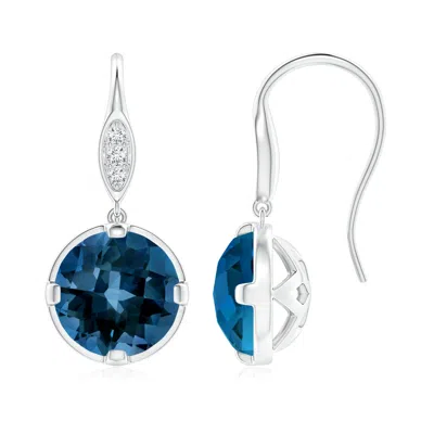 ANGARA LONDON BLUE TOPAZ FISH HOOK EARRINGS WITH DIAMOND ACCENTS