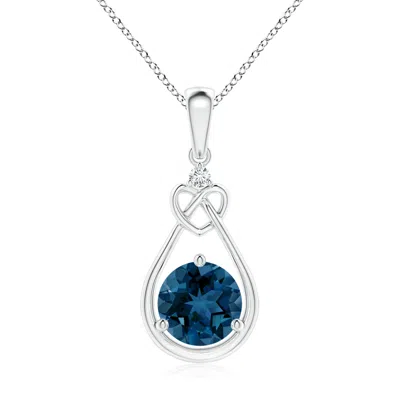 ANGARA LONDON BLUE TOPAZ KNOTTED HEART PENDANT WITH DIAMOND