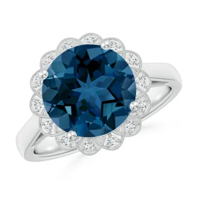 ANGARA LONDON BLUE TOPAZ SCALLOPED HALO RING