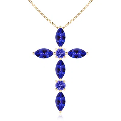 ANGARA MARQUISE AND ROUND TANZANITE CROSS PENDANT