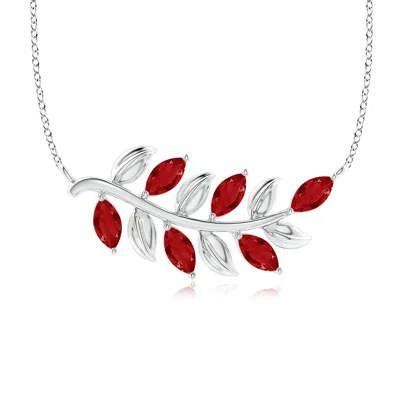 ANGARA MARQUISE RUBY OLIVE BRANCH PENDANT