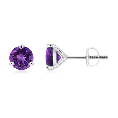 ANGARA MARTINI-SET ROUND AMETHYST STUD EARRINGS