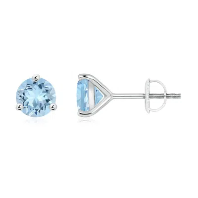 ANGARA MARTINI-SET ROUND AQUAMARINE STUD EARRINGS