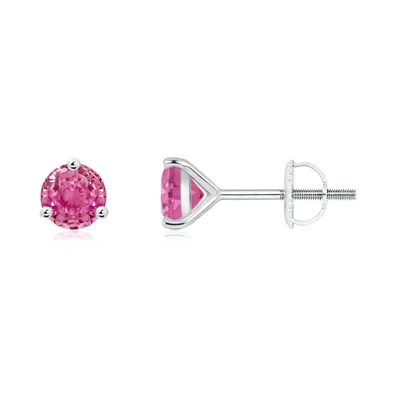 ANGARA MARTINI-SET ROUND PINK SAPPHIRE STUD EARRINGS