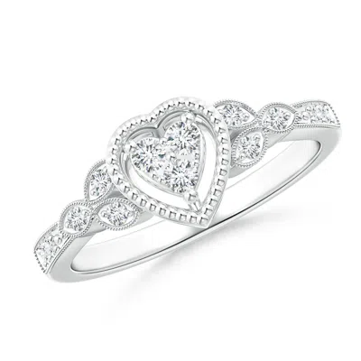 ANGARA MILGRAIN PETAL DIAMOND COMPOSITE HEART PROMISE RING