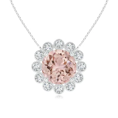 ANGARA MORGANITE PENDANT WITH BEZEL-SET DIAMOND HALO