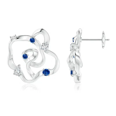 ANGARA MULTI-SHAPE DISPERSED DIAMOND & SAPPHIRE SAKURA STUDS